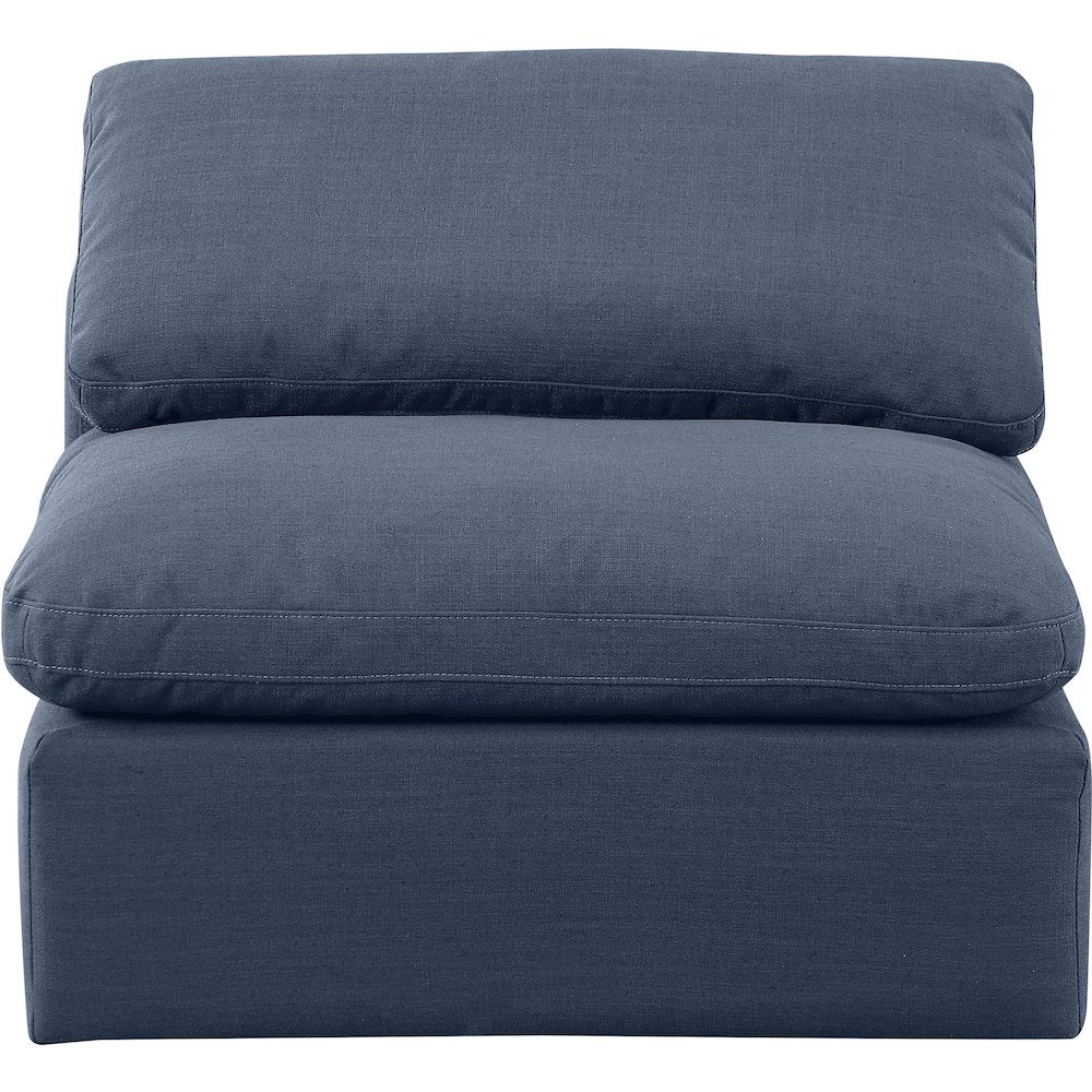 Indulge Navy Linen Textured Fabric Armless Chair