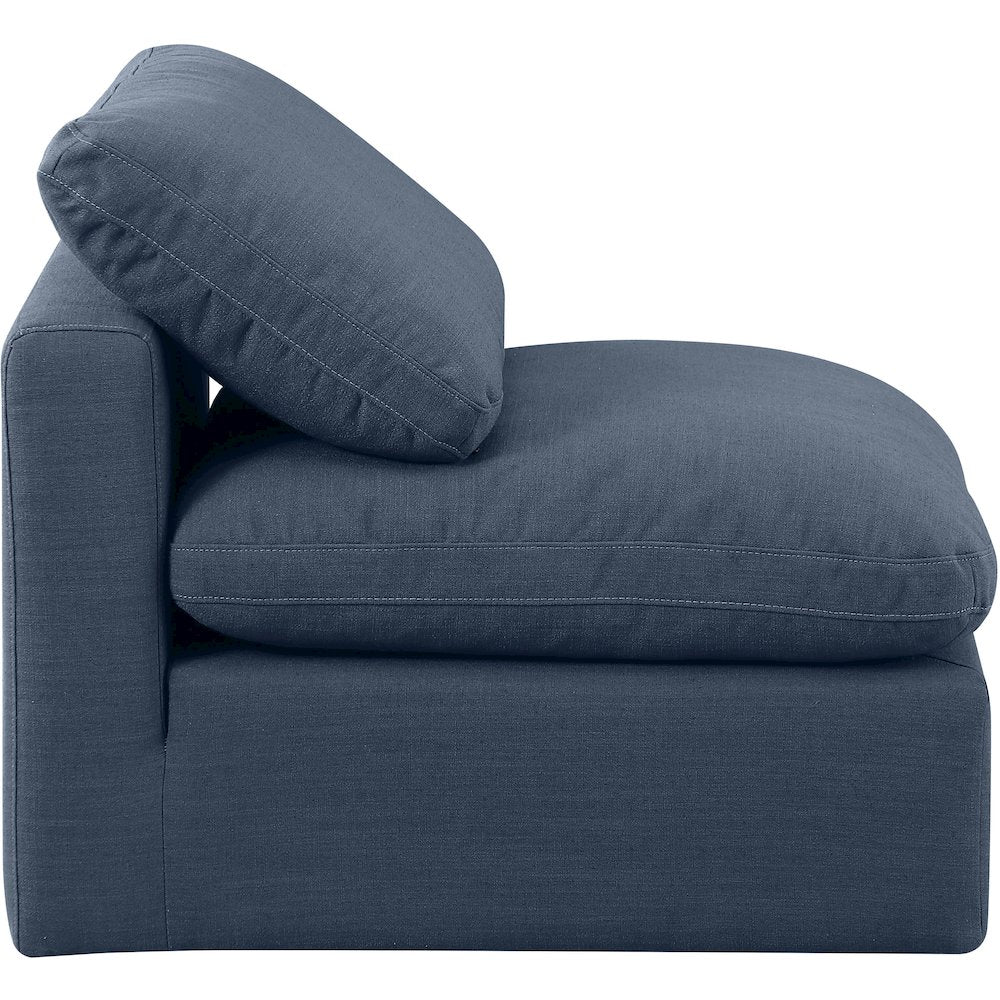 Indulge Navy Linen Textured Fabric Armless Chair