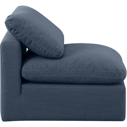 Indulge Navy Linen Textured Fabric Armless Chair