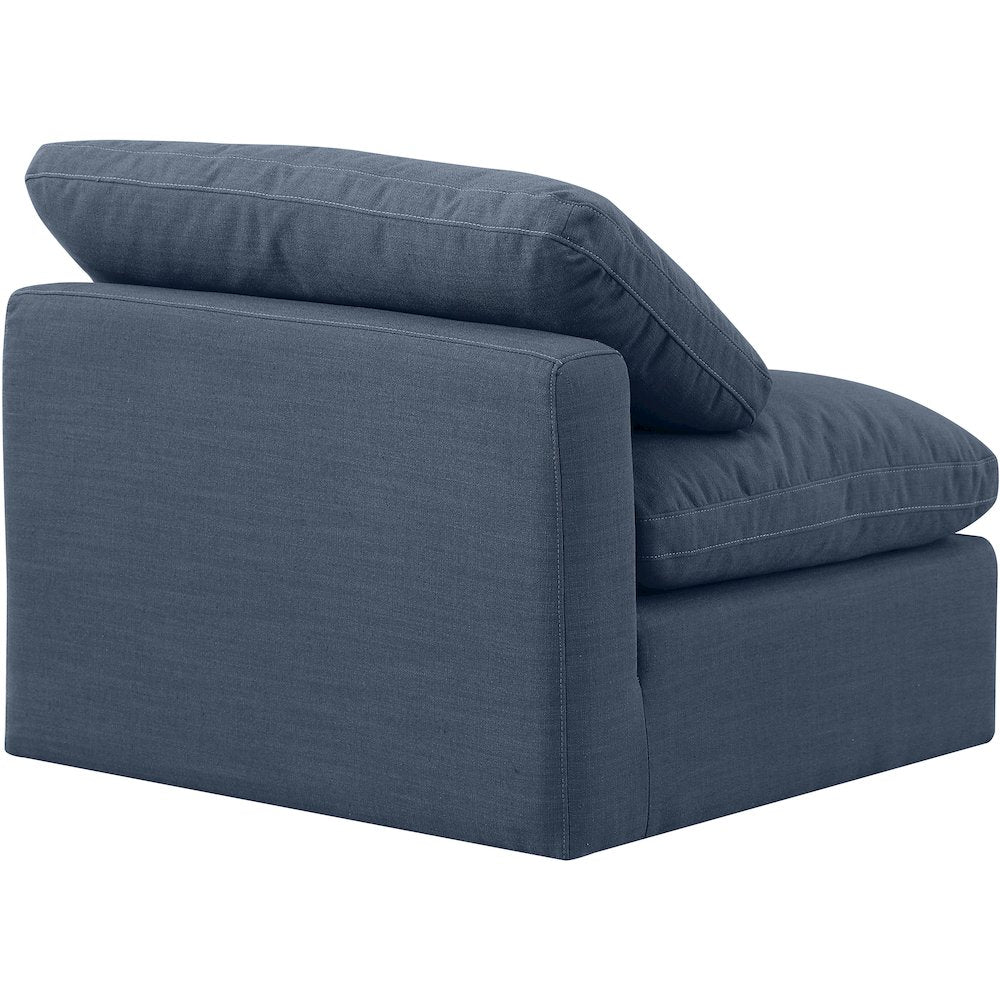 Indulge Navy Linen Textured Fabric Armless Chair