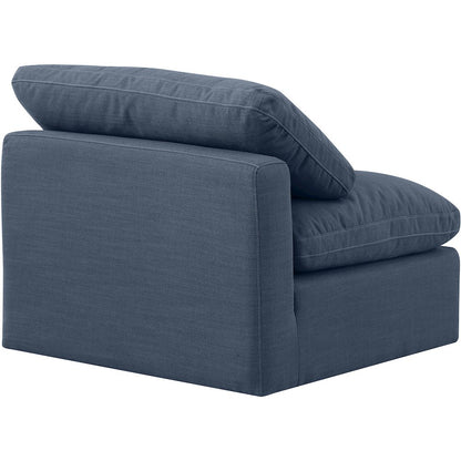 Indulge Navy Linen Textured Fabric Armless Chair
