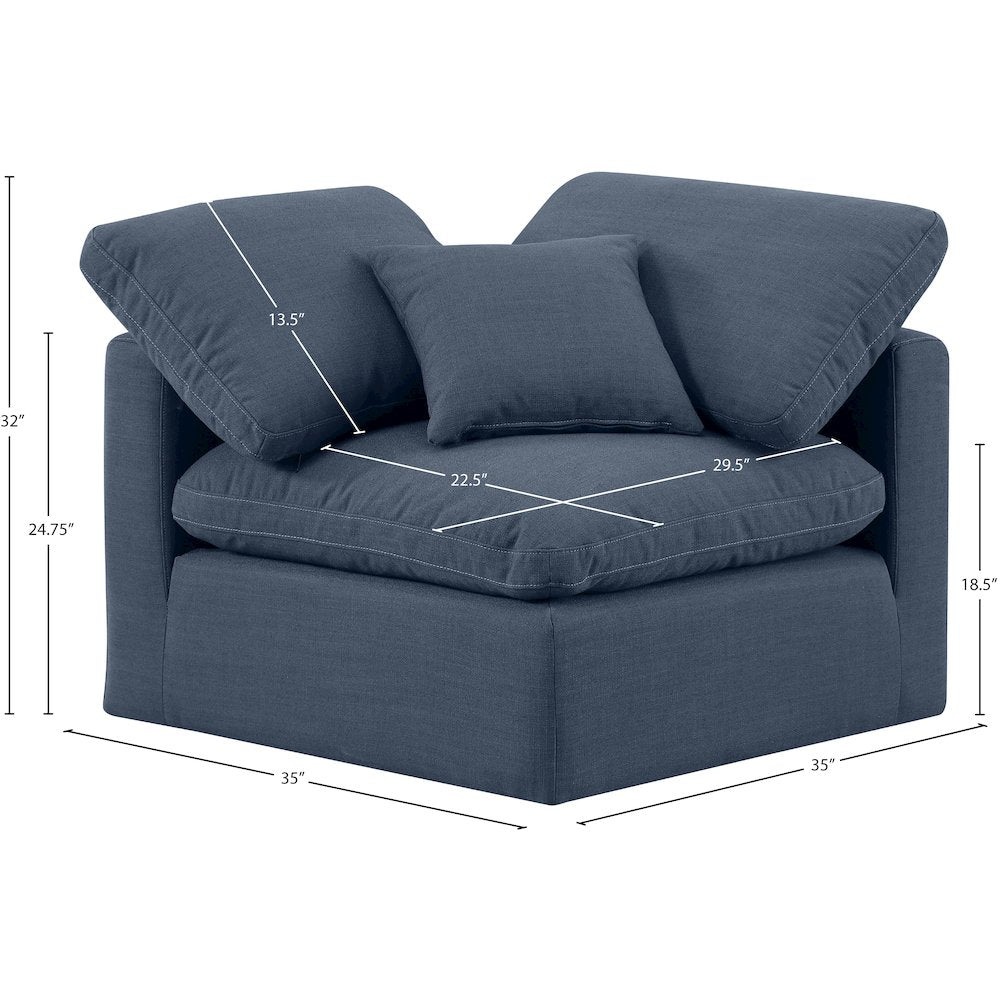 Indulge Navy Linen Textured Fabric Corner Chair