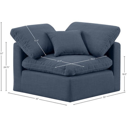 Indulge Navy Linen Textured Fabric Corner Chair