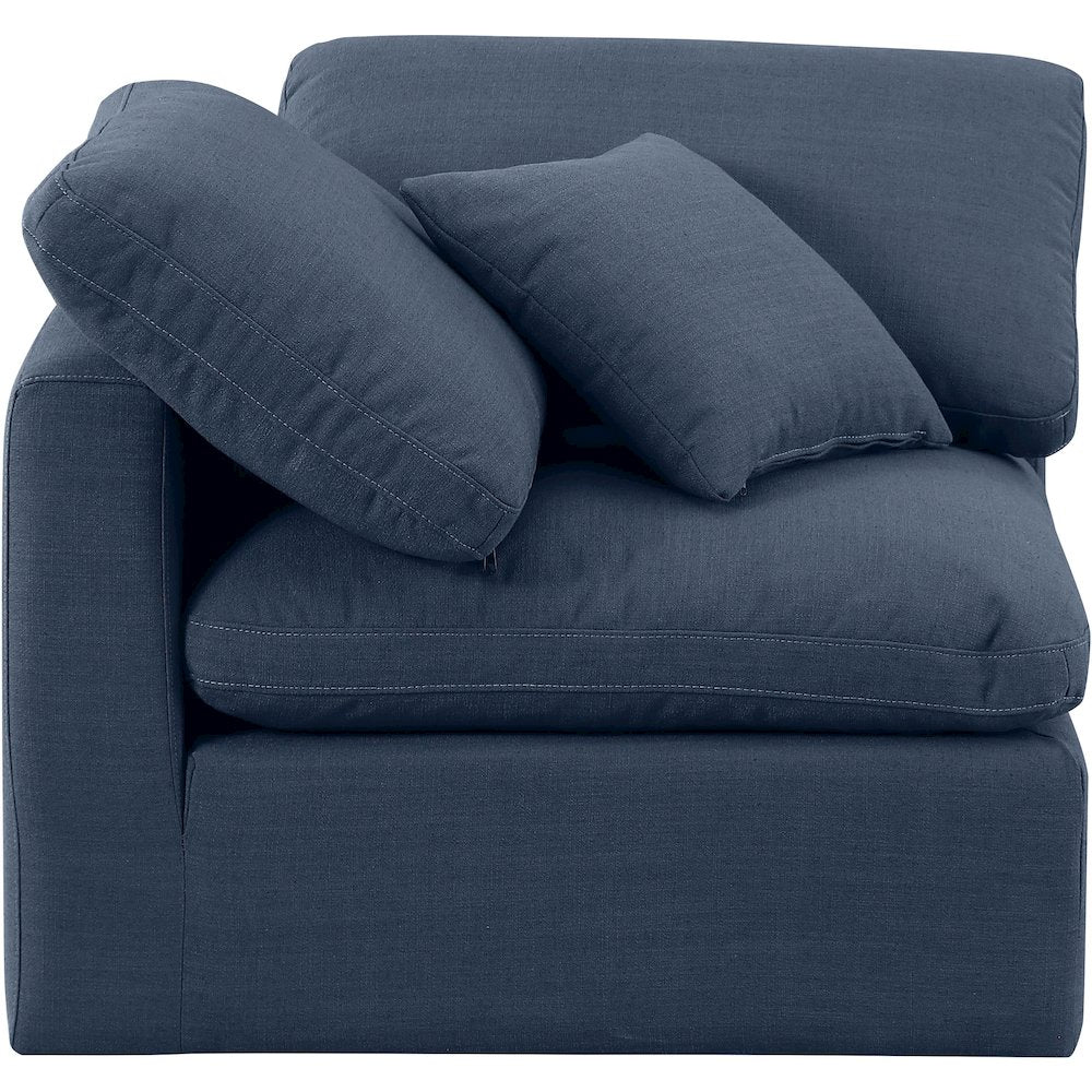 Indulge Navy Linen Textured Fabric Corner Chair
