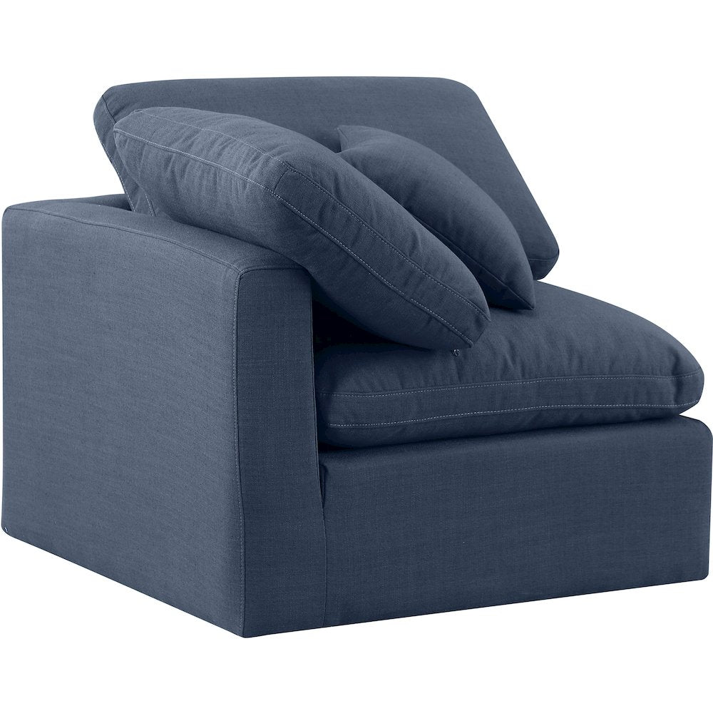 Indulge Navy Linen Textured Fabric Corner Chair