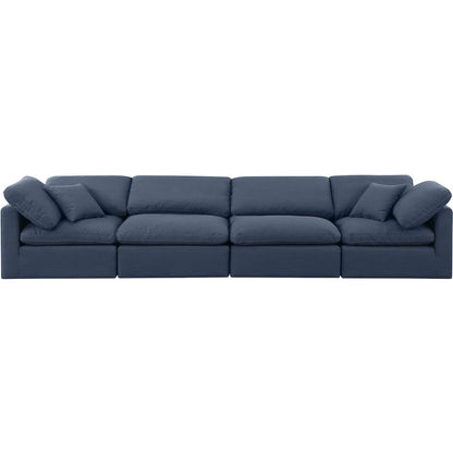 Indulge Navy Linen Textured Fabric Modular Sofa