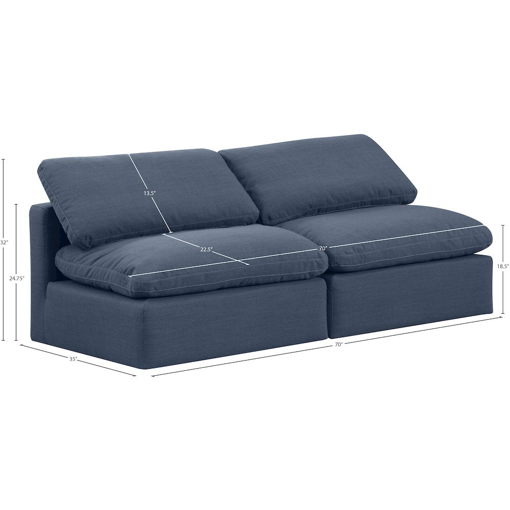Indulge Navy Linen Textured Fabric Modular Sofa
