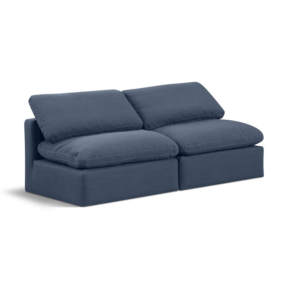 Indulge Navy Linen Textured Fabric Modular Sofa