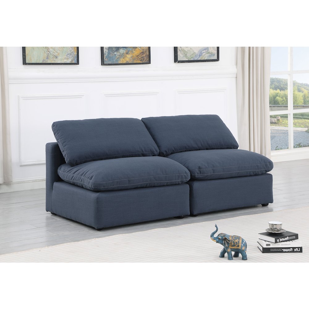 Indulge Navy Linen Textured Fabric Modular Sofa