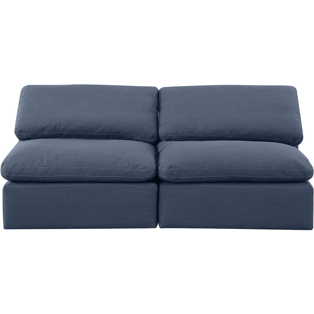 Indulge Navy Linen Textured Fabric Modular Sofa