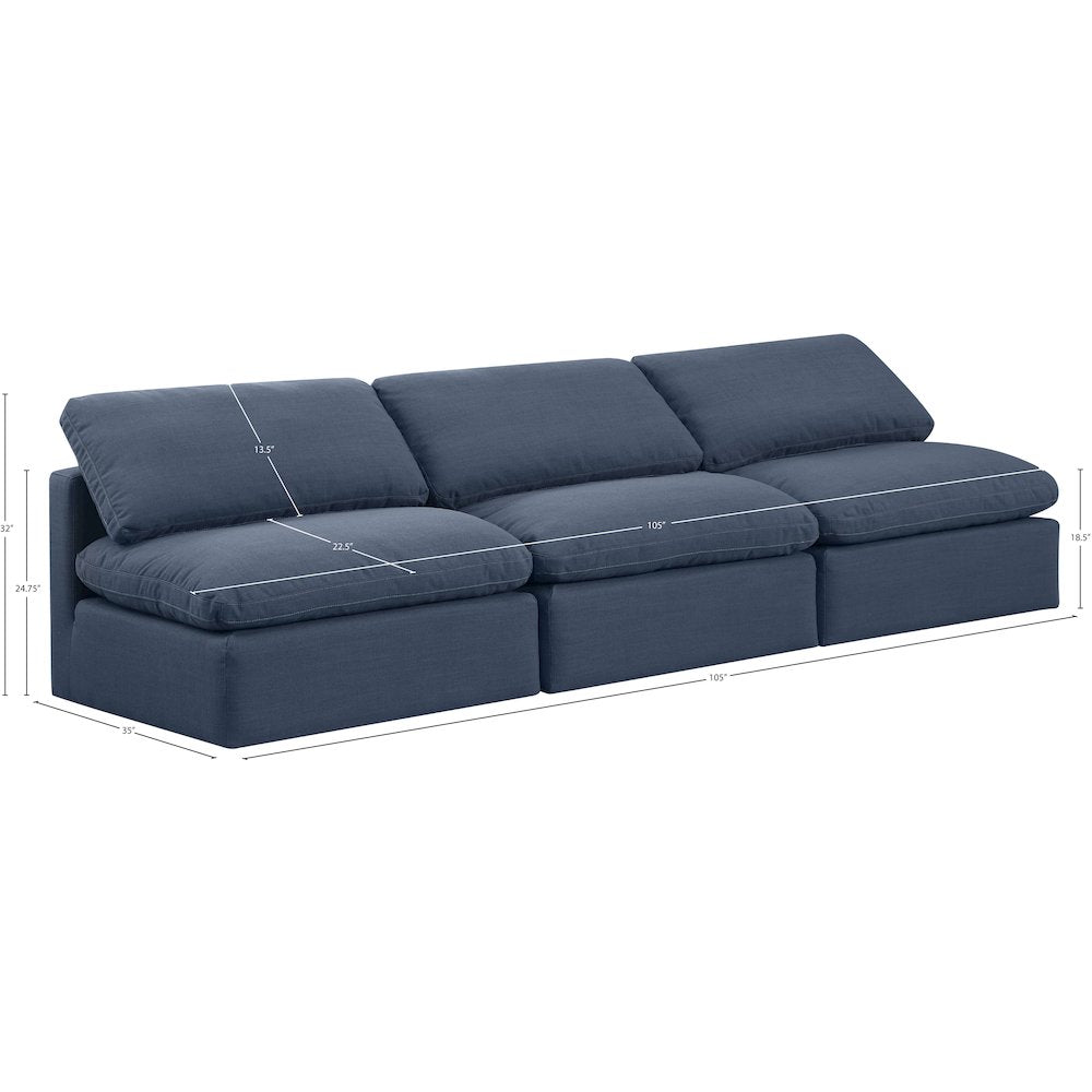 Indulge Navy Linen Textured Fabric Modular Sofa