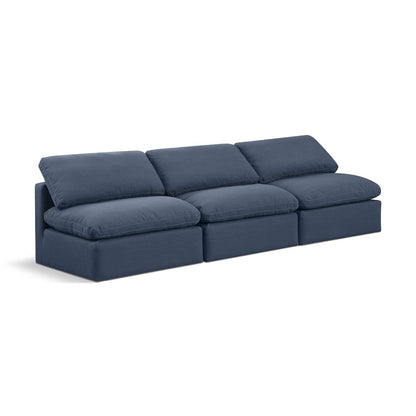 Indulge Navy Linen Textured Fabric Modular Sofa