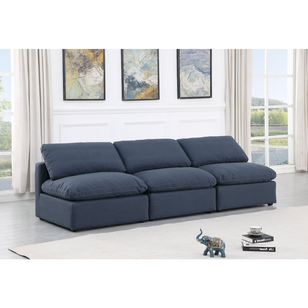 Indulge Navy Linen Textured Fabric Modular Sofa