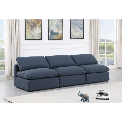 Indulge Navy Linen Textured Fabric Modular Sofa