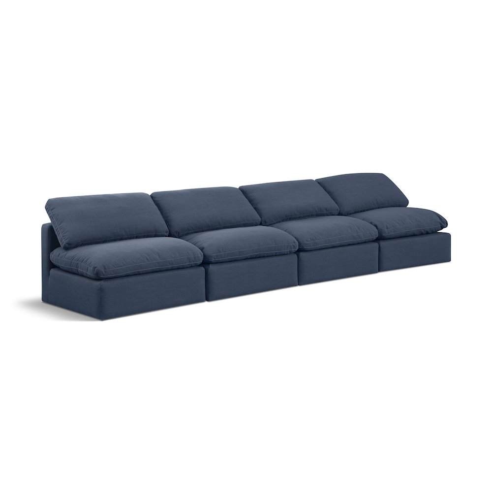 Indulge Navy Linen Textured Fabric Modular Sofa