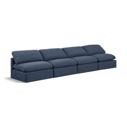Indulge Navy Linen Textured Fabric Modular Sofa