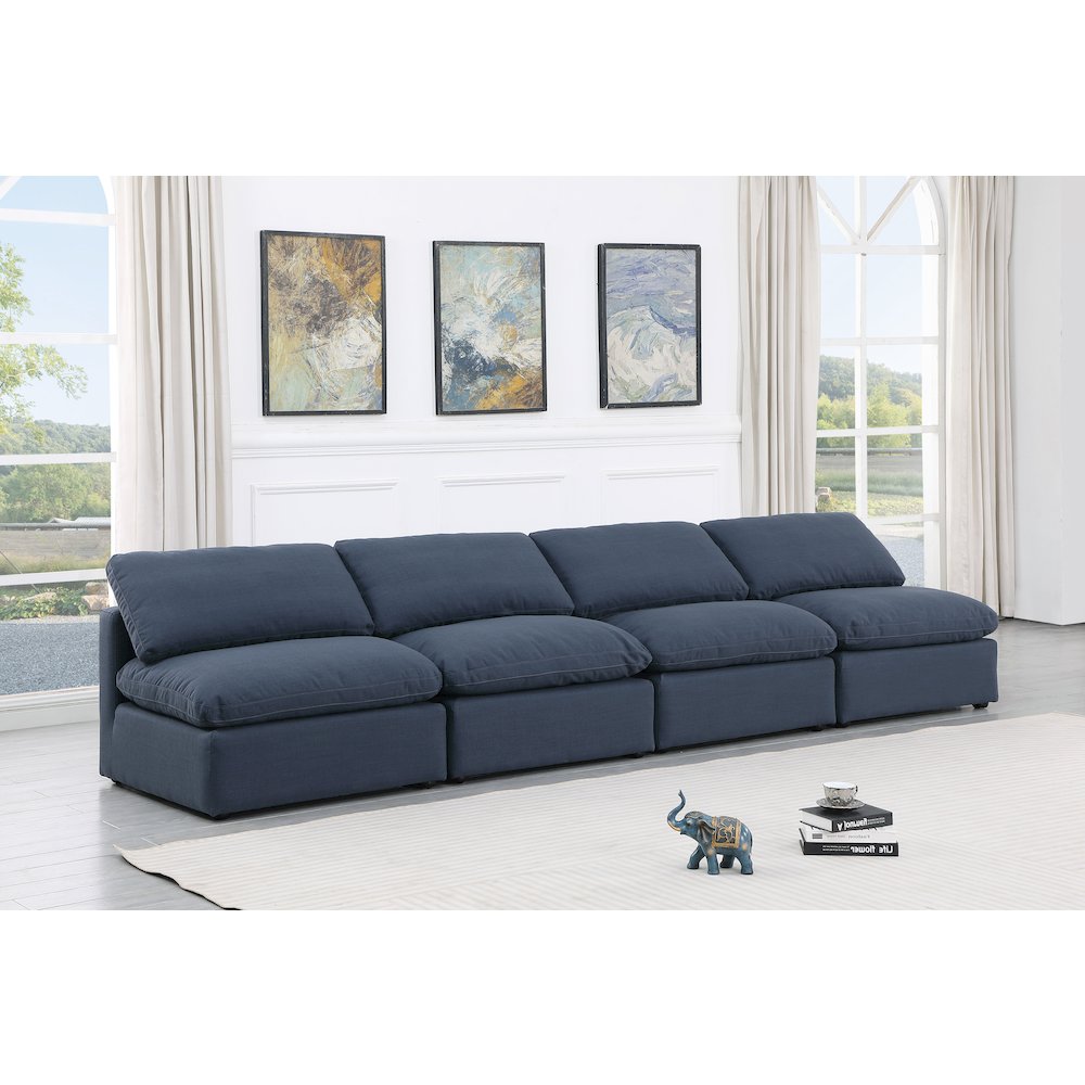 Indulge Navy Linen Textured Fabric Modular Sofa