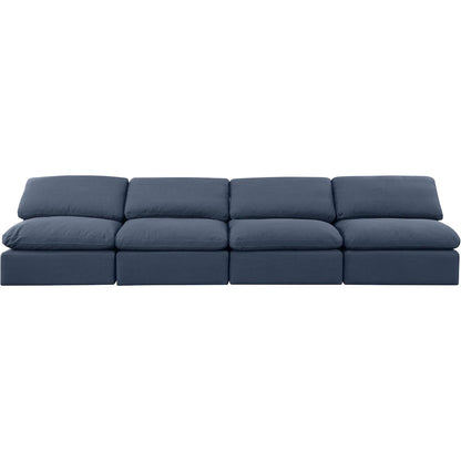 Indulge Navy Linen Textured Fabric Modular Sofa