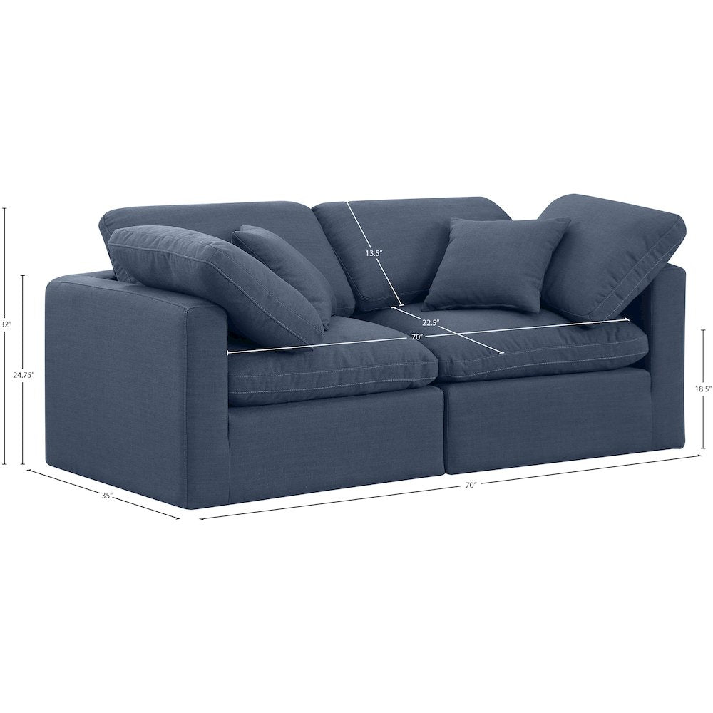 Indulge Navy Linen Textured Fabric Modular Sofa
