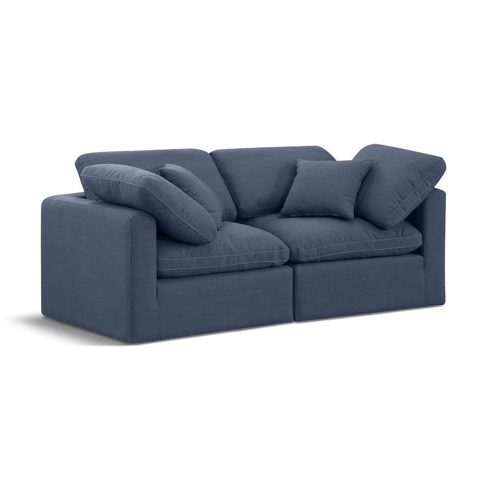 Indulge Navy Linen Textured Fabric Modular Sofa