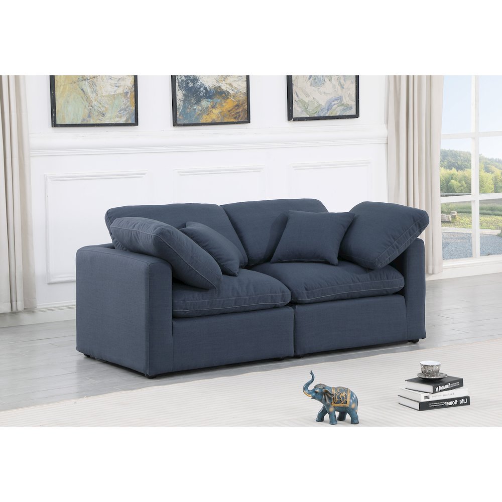Indulge Navy Linen Textured Fabric Modular Sofa