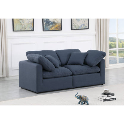 Indulge Navy Linen Textured Fabric Modular Sofa