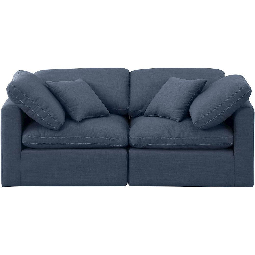 Indulge Navy Linen Textured Fabric Modular Sofa