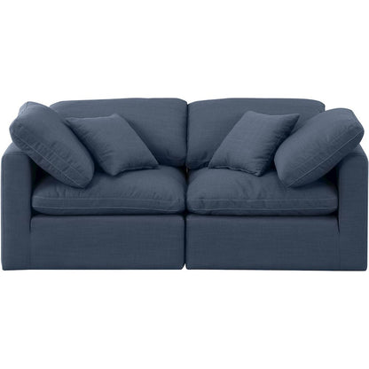 Indulge Navy Linen Textured Fabric Modular Sofa