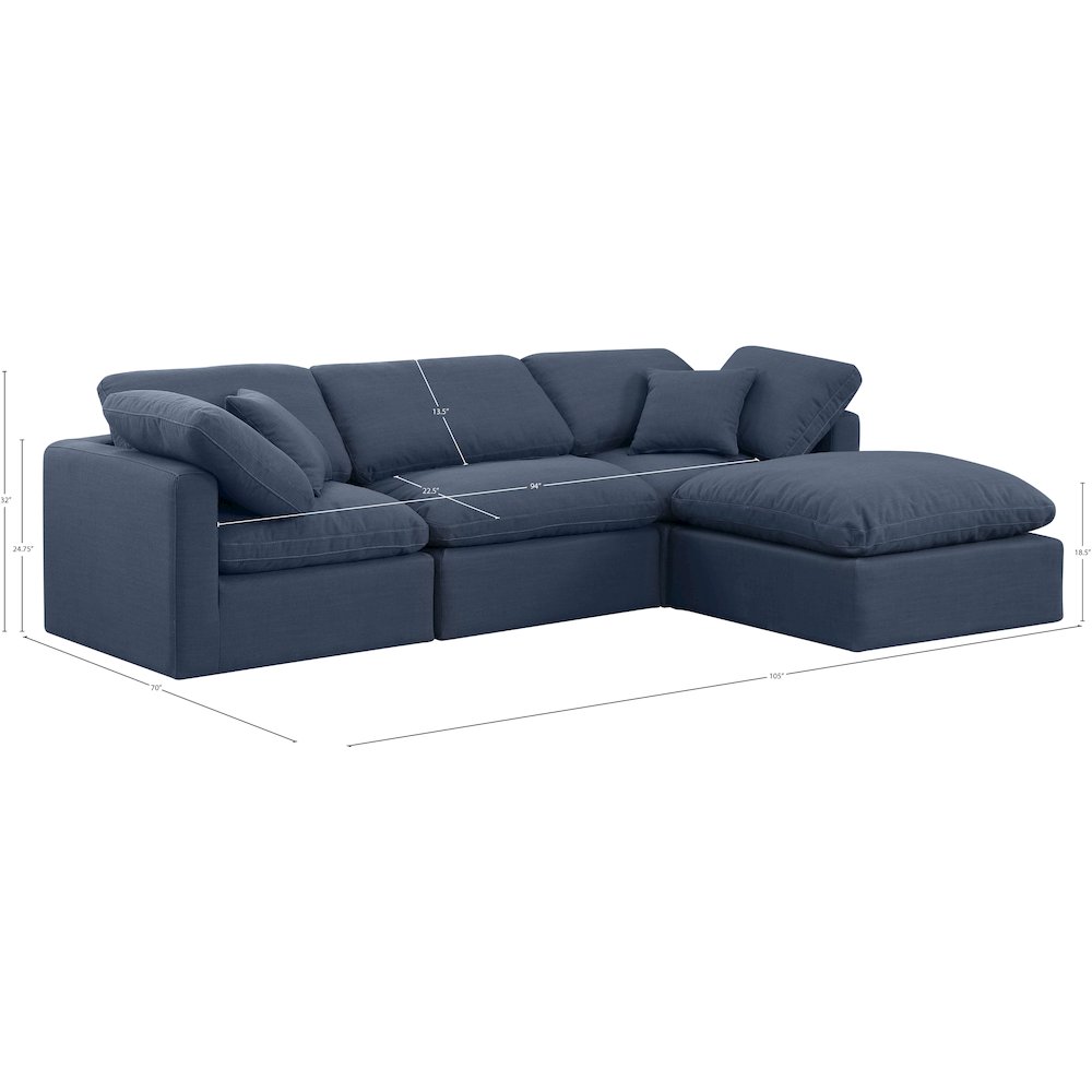 Indulge Navy Linen Textured Fabric Modular Sectional
