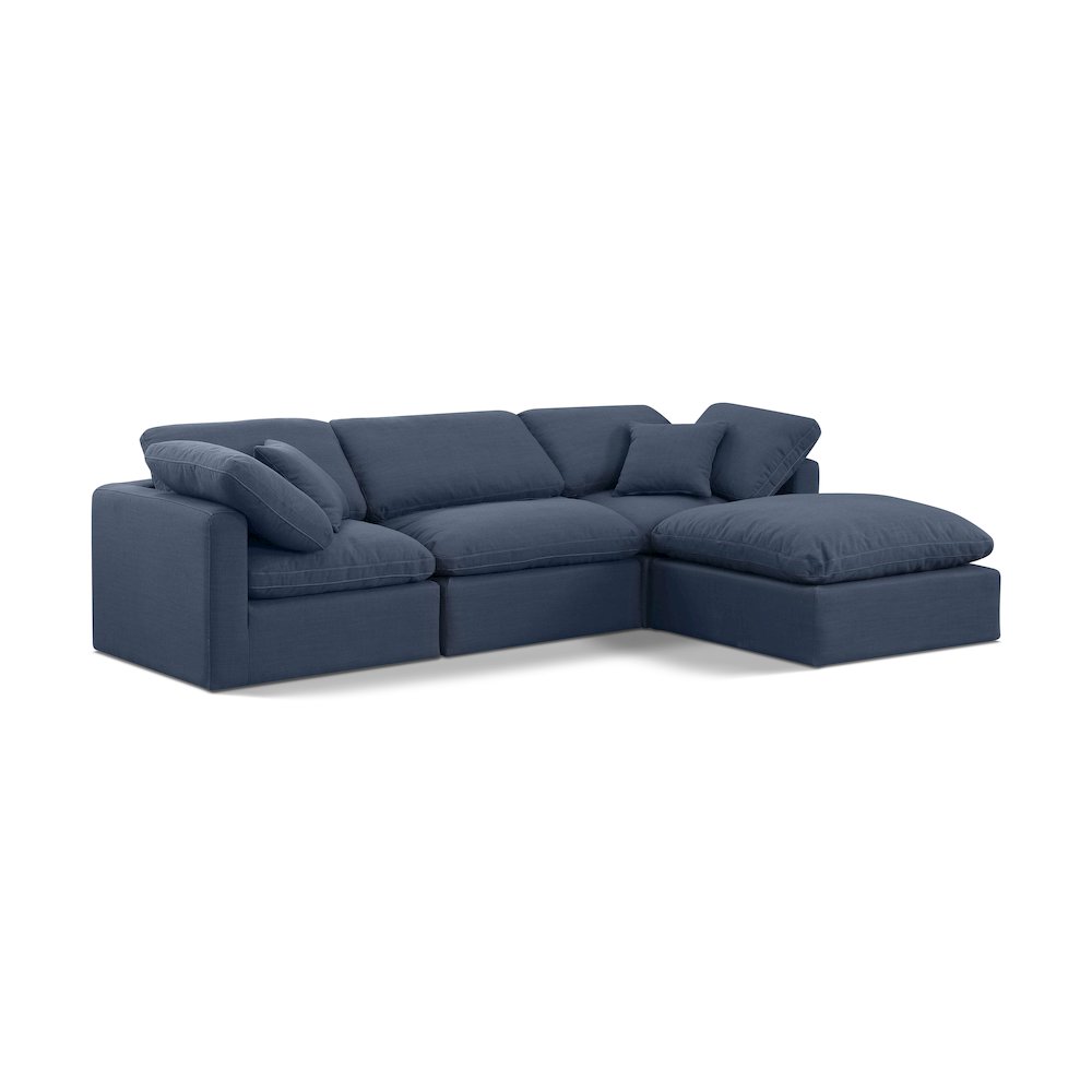Indulge Navy Linen Textured Fabric Modular Sectional