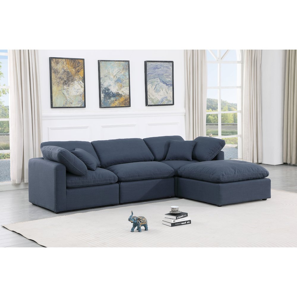 Indulge Navy Linen Textured Fabric Modular Sectional