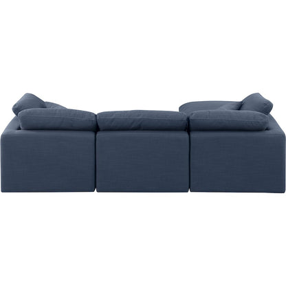 Indulge Navy Linen Textured Fabric Modular Sectional