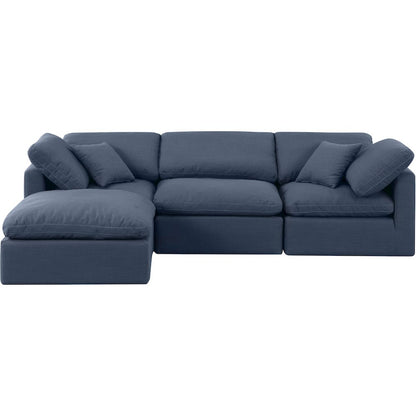 Indulge Navy Linen Textured Fabric Modular Sectional