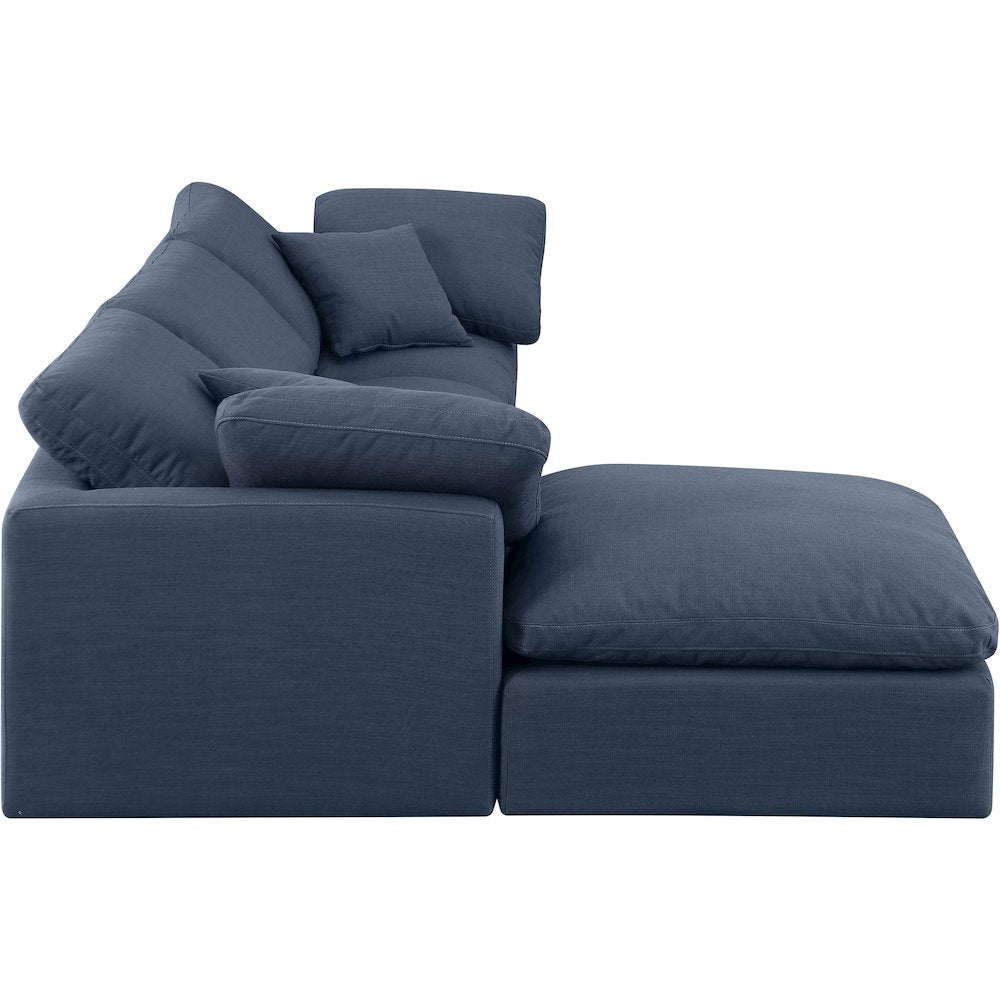 Indulge Navy Linen Textured Fabric Modular Sectional
