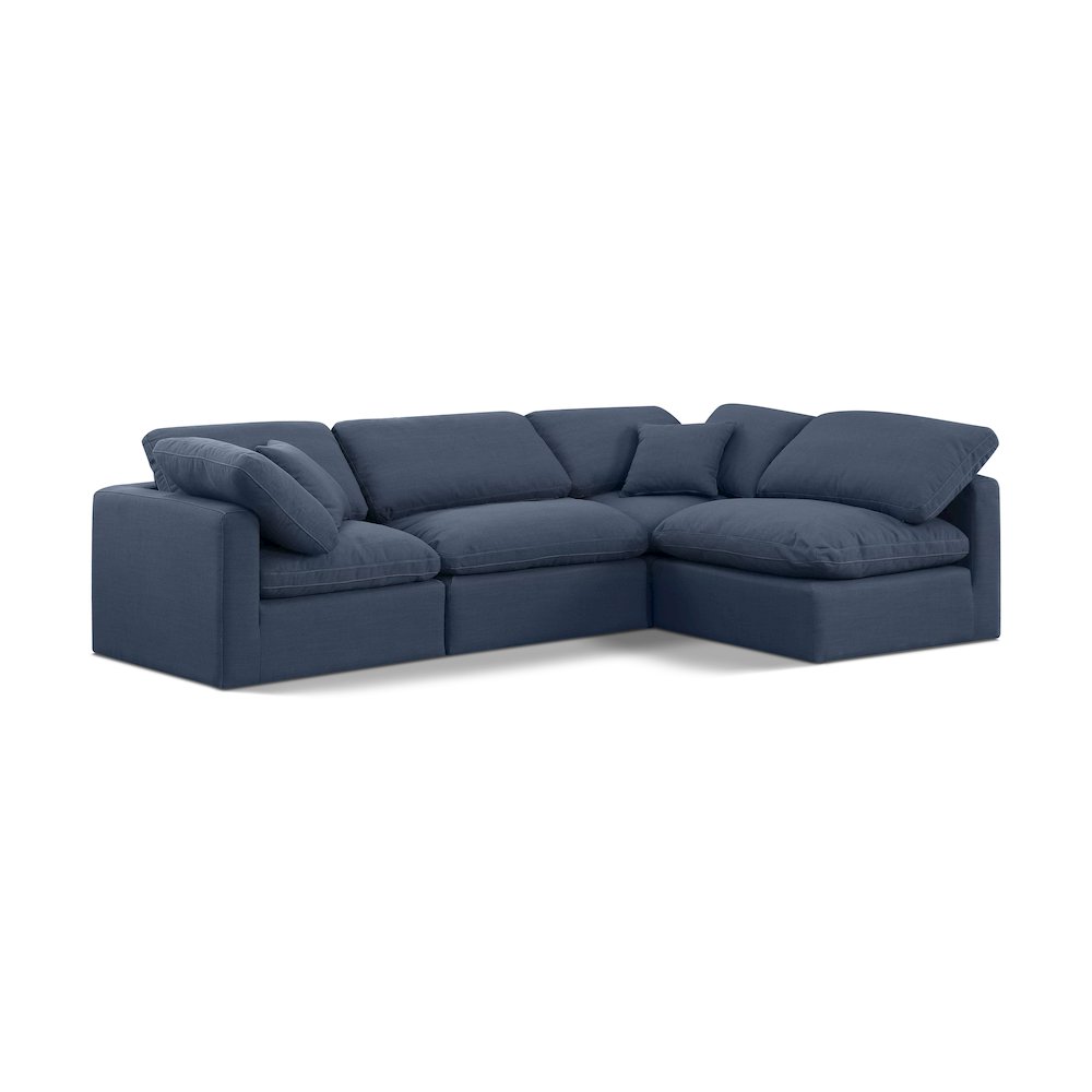 Indulge Navy Linen Textured Fabric Modular Sectional