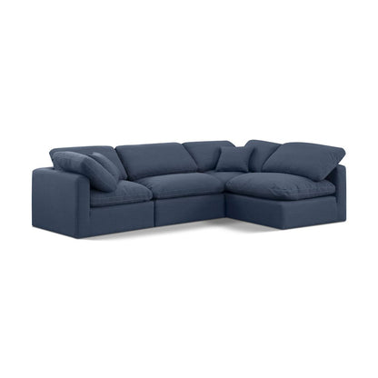 Indulge Navy Linen Textured Fabric Modular Sectional