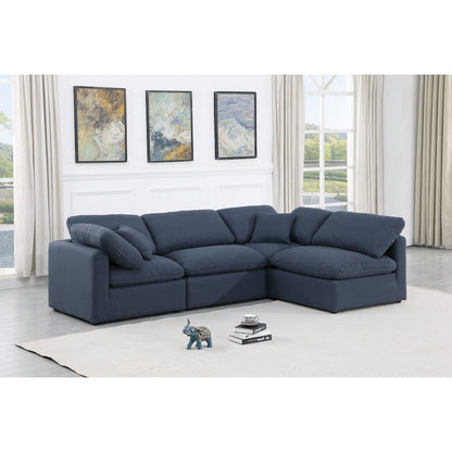 Indulge Navy Linen Textured Fabric Modular Sectional