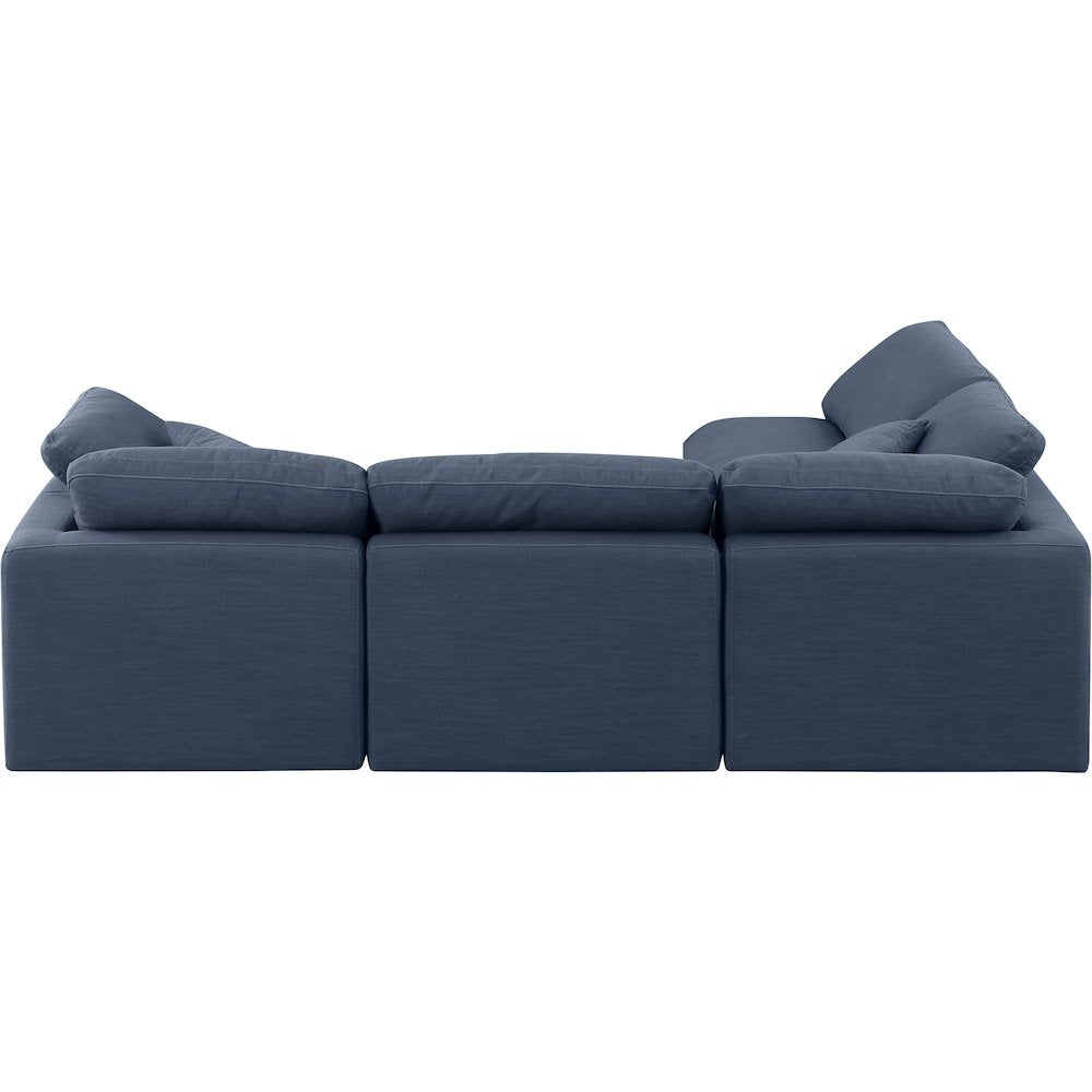 Indulge Navy Linen Textured Fabric Modular Sectional