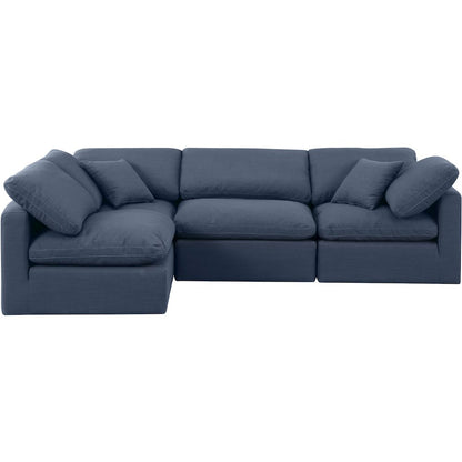 Indulge Navy Linen Textured Fabric Modular Sectional