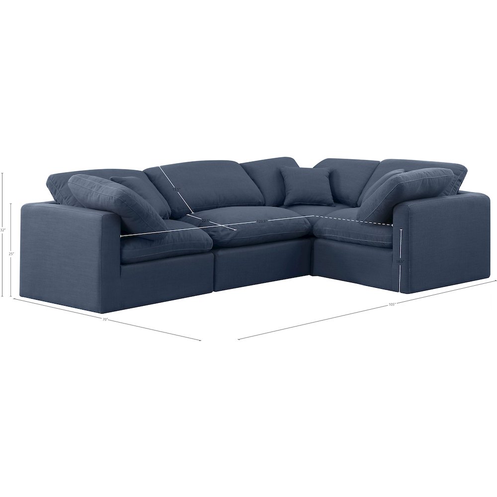 Indulge Navy Linen Textured Fabric Modular Sectional