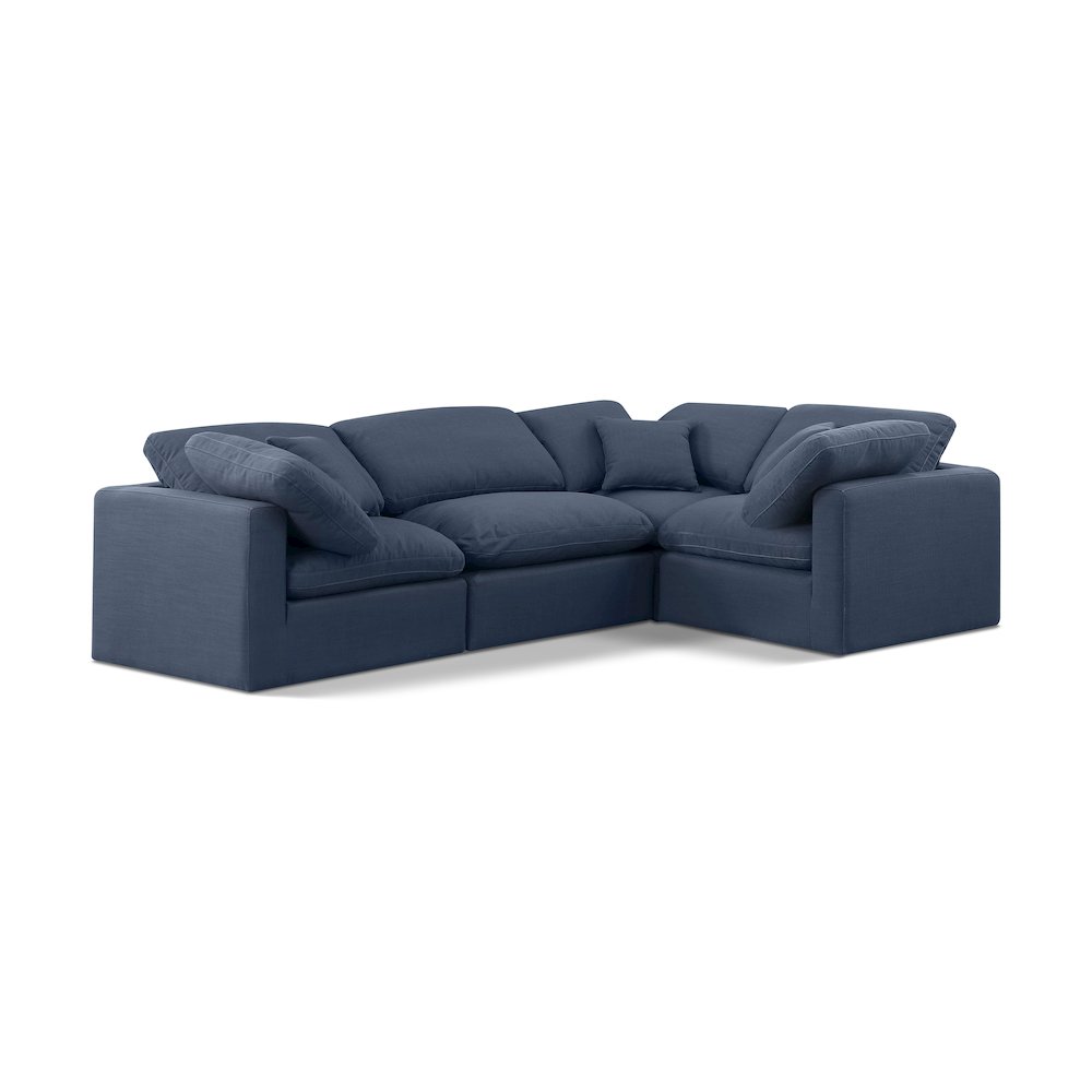 Indulge Navy Linen Textured Fabric Modular Sectional