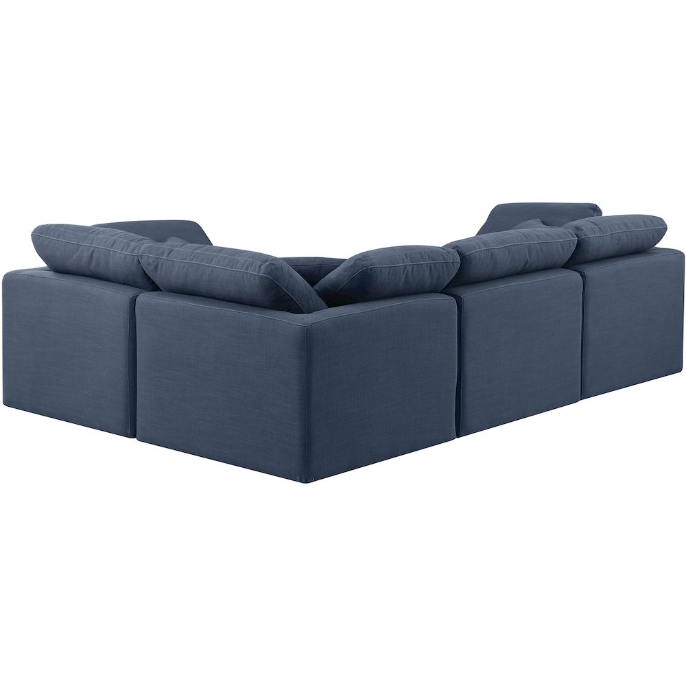 Indulge Navy Linen Textured Fabric Modular Sectional