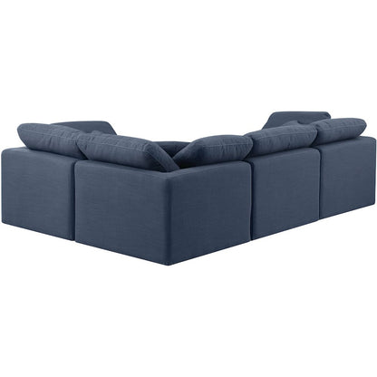 Indulge Navy Linen Textured Fabric Modular Sectional