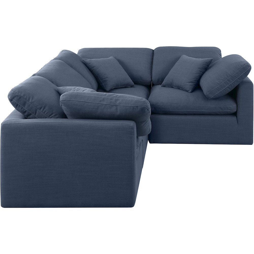 Indulge Navy Linen Textured Fabric Modular Sectional