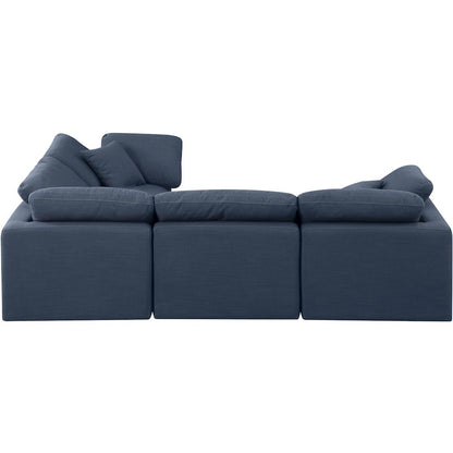 Indulge Navy Linen Textured Fabric Modular Sectional