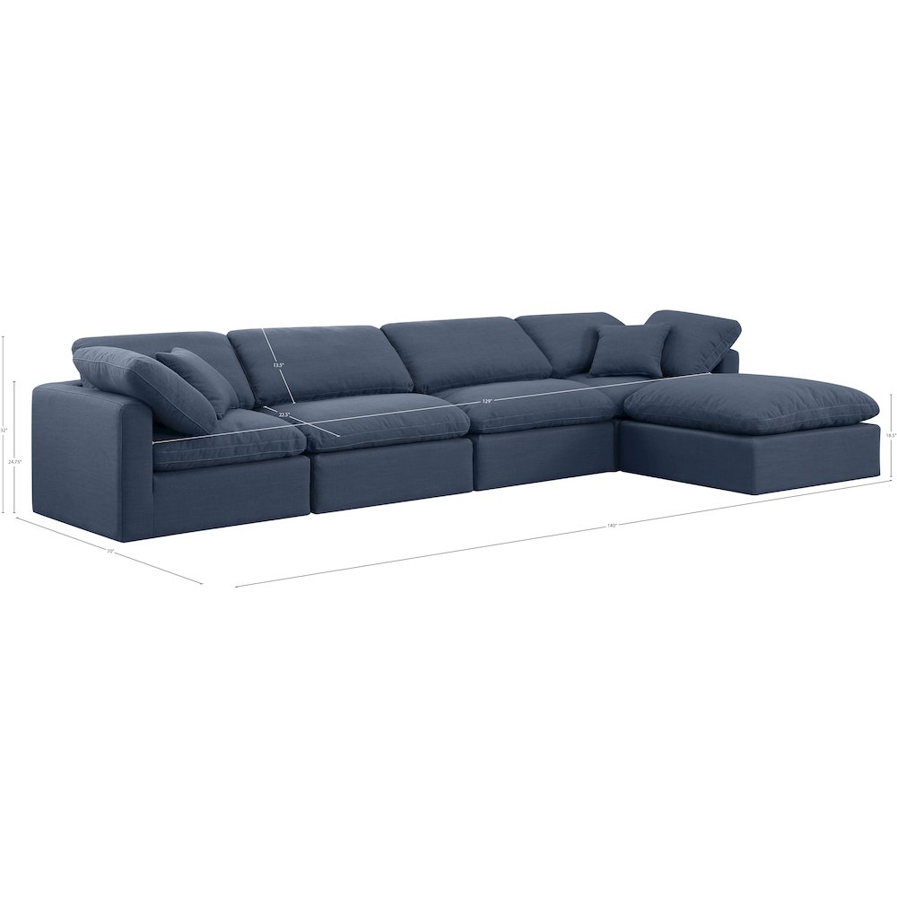 Indulge Navy Linen Textured Fabric Modular Sectional