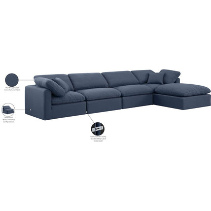 Indulge Navy Linen Textured Fabric Modular Sectional
