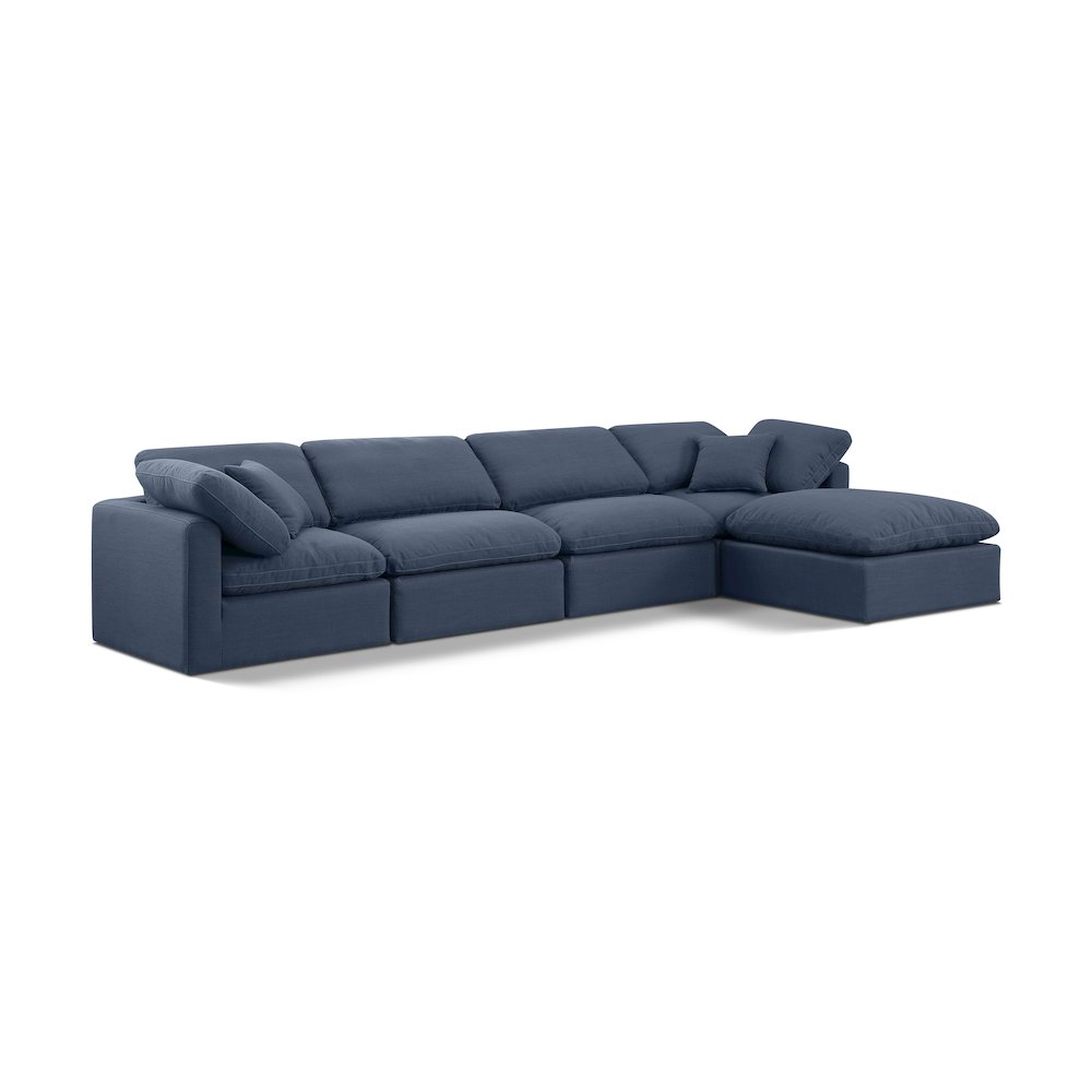 Indulge Navy Linen Textured Fabric Modular Sectional