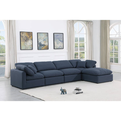Indulge Navy Linen Textured Fabric Modular Sectional
