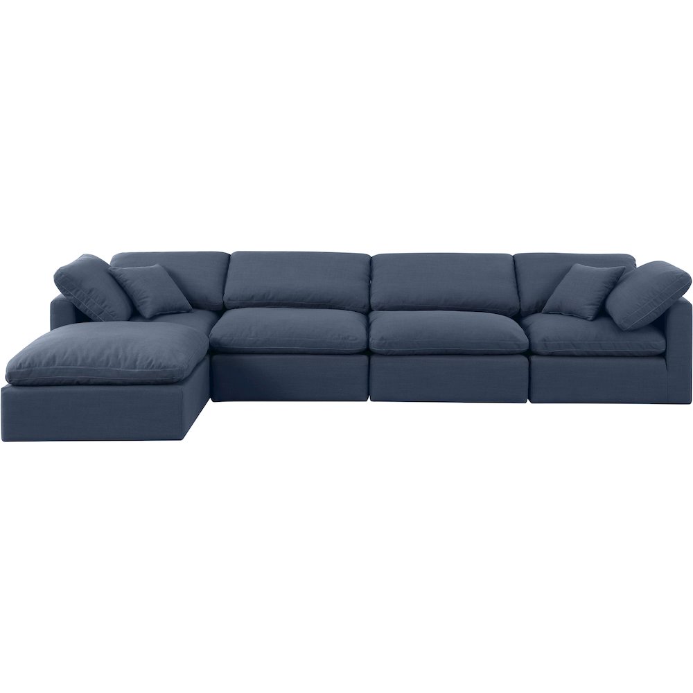 Indulge Navy Linen Textured Fabric Modular Sectional